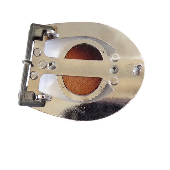 Belt Buckle Horseshoe Shape with The Image of a Dog on An Oval Cabochon ESMA2734 - Picture 5 of 5